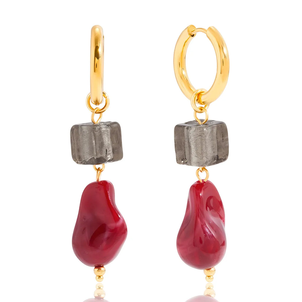Bordeaux Charm Hoop Earrings