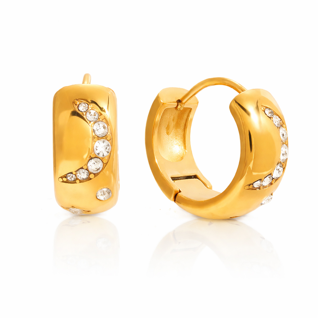 Luna Crescent Huggie Hoops