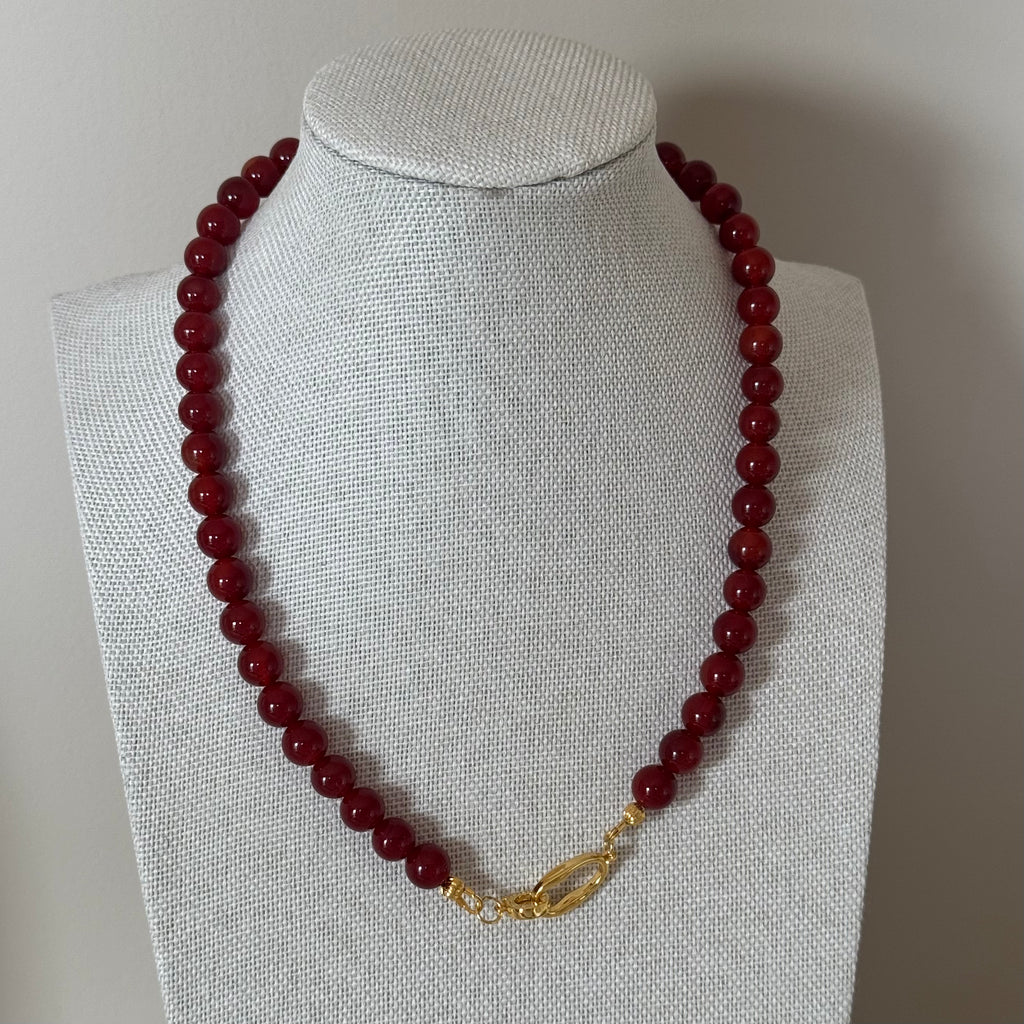 Red Agate Beaded Necklace