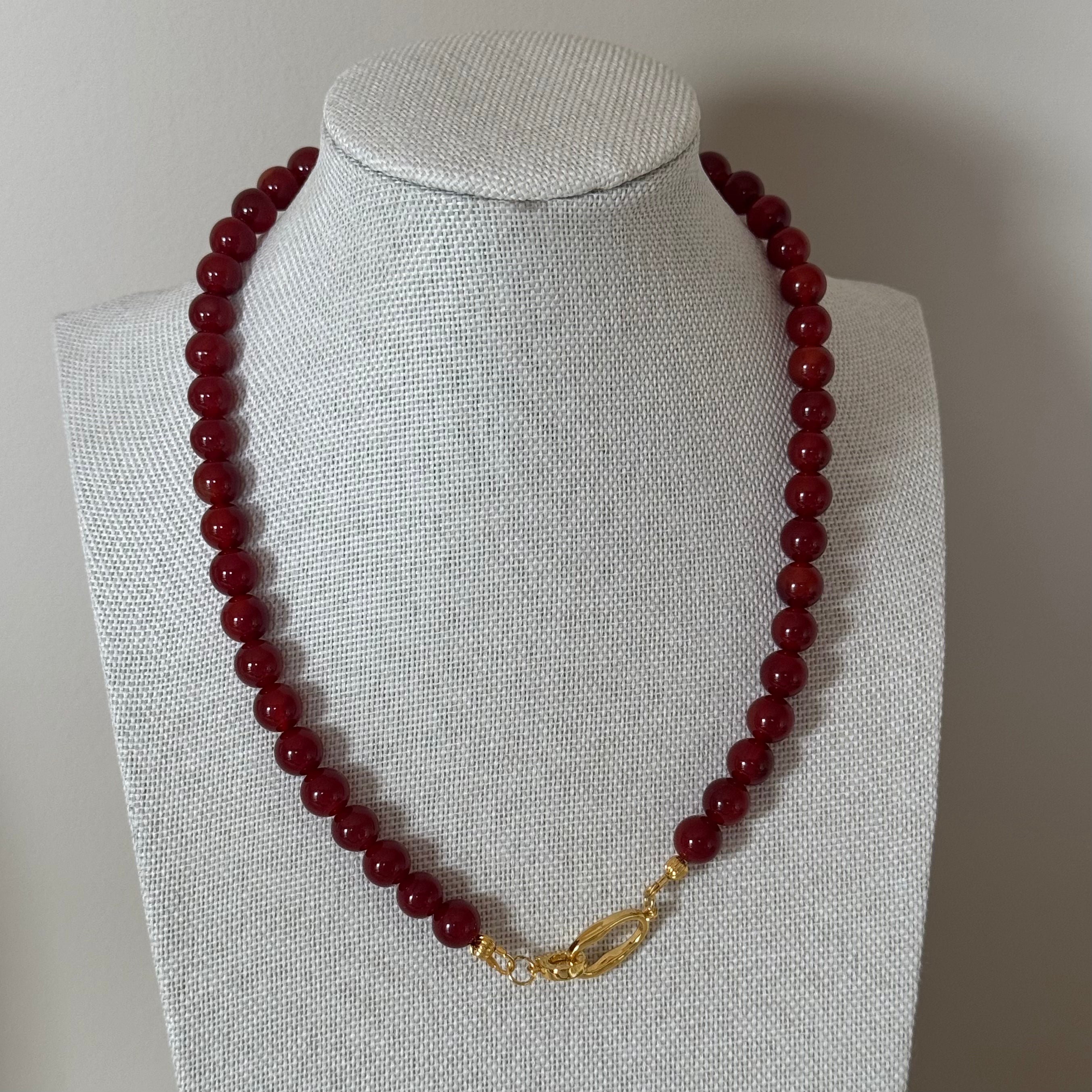 Red Agate Beaded Necklace