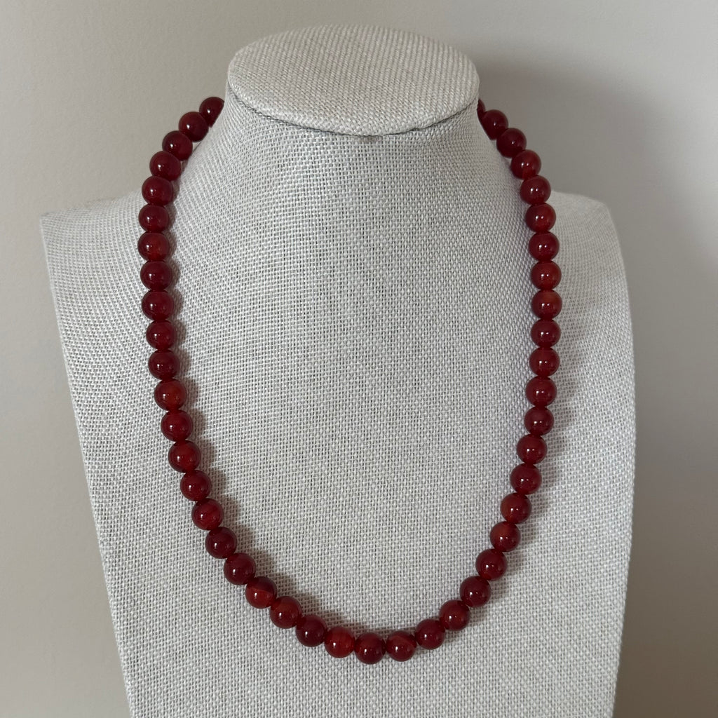 Red Agate Beaded Necklace