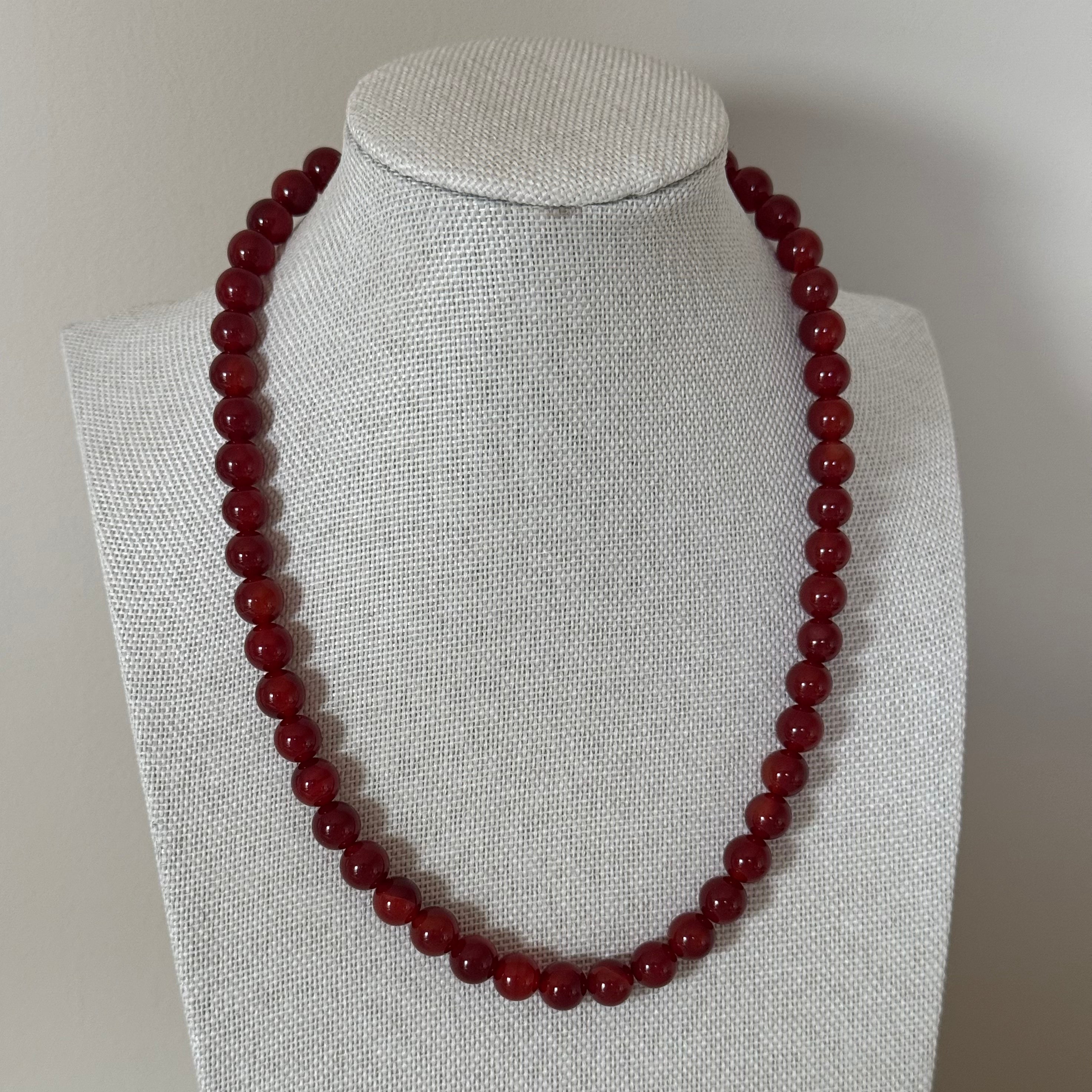 Red Agate Beaded Necklace