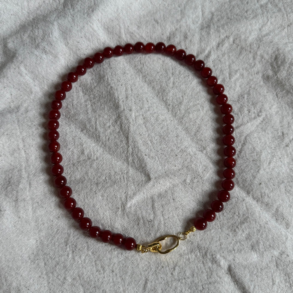 Red Agate Beaded Necklace