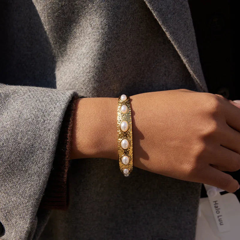 Pearl Hammered Bangle