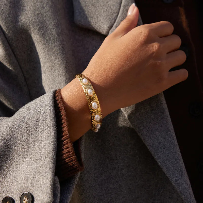 Pearl Hammered Bangle