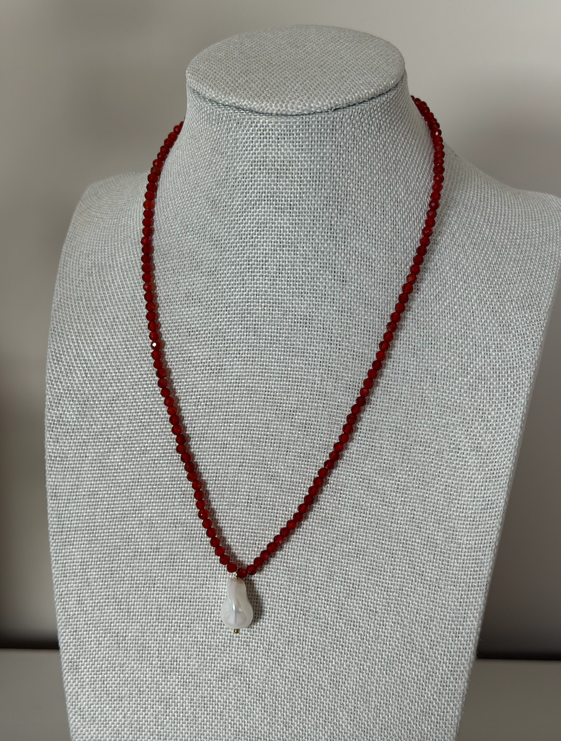 Scarlet Pearl Beaded Necklace