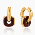 Burgundy Enamel Hoop Earrings