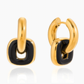 Black Enamel Hoop Earrings