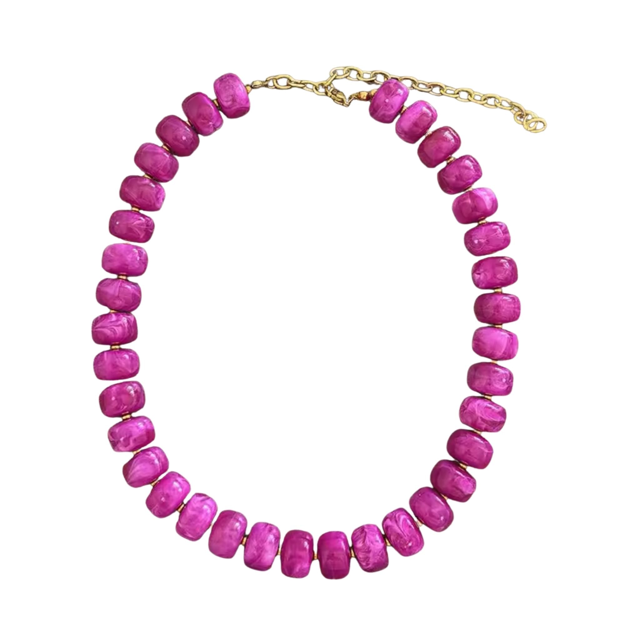 The Chubby Bead Necklace - Fuchsia