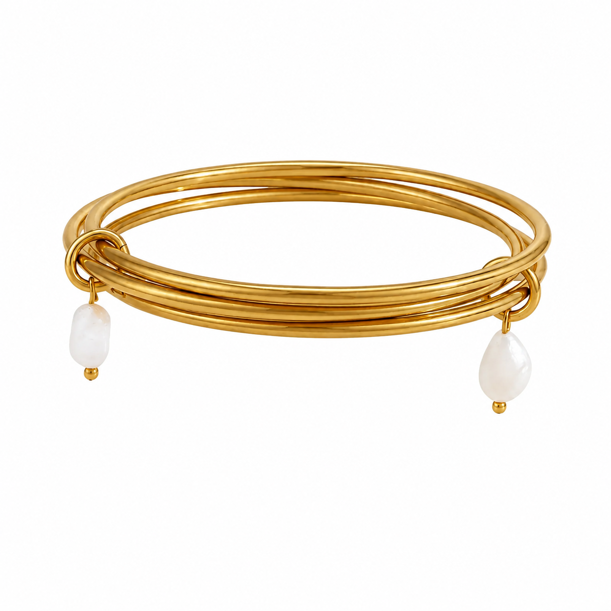 Elora Pearl Charm Bangle